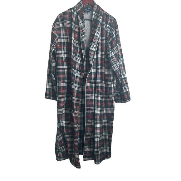 Polo Ralph Lauren‎ Sleepwear Mens Flanel Robe S/M Red Plaid Comfy Preppy Casual - Picture 1 of 15